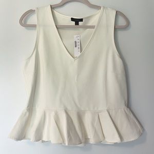 NWT J. Crew Velvet Creamy Off-White Peplum Top Med
